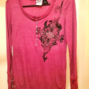 Harley Davidson long sleeve lace top